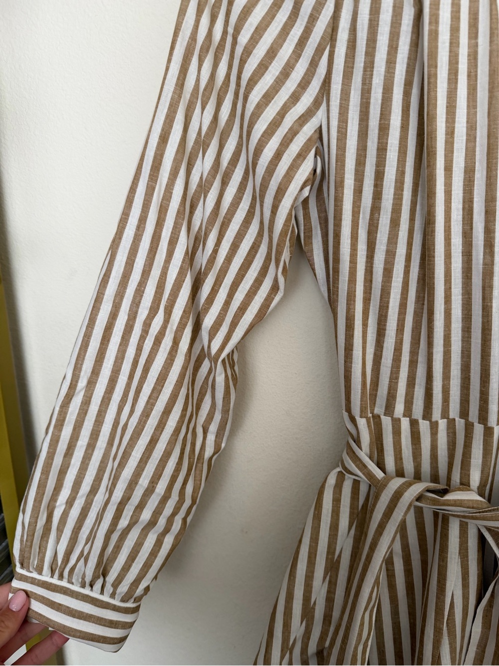 Sezane Solana Dress Rayure Ecru Camel - Size 36 - Picture 4 of 4